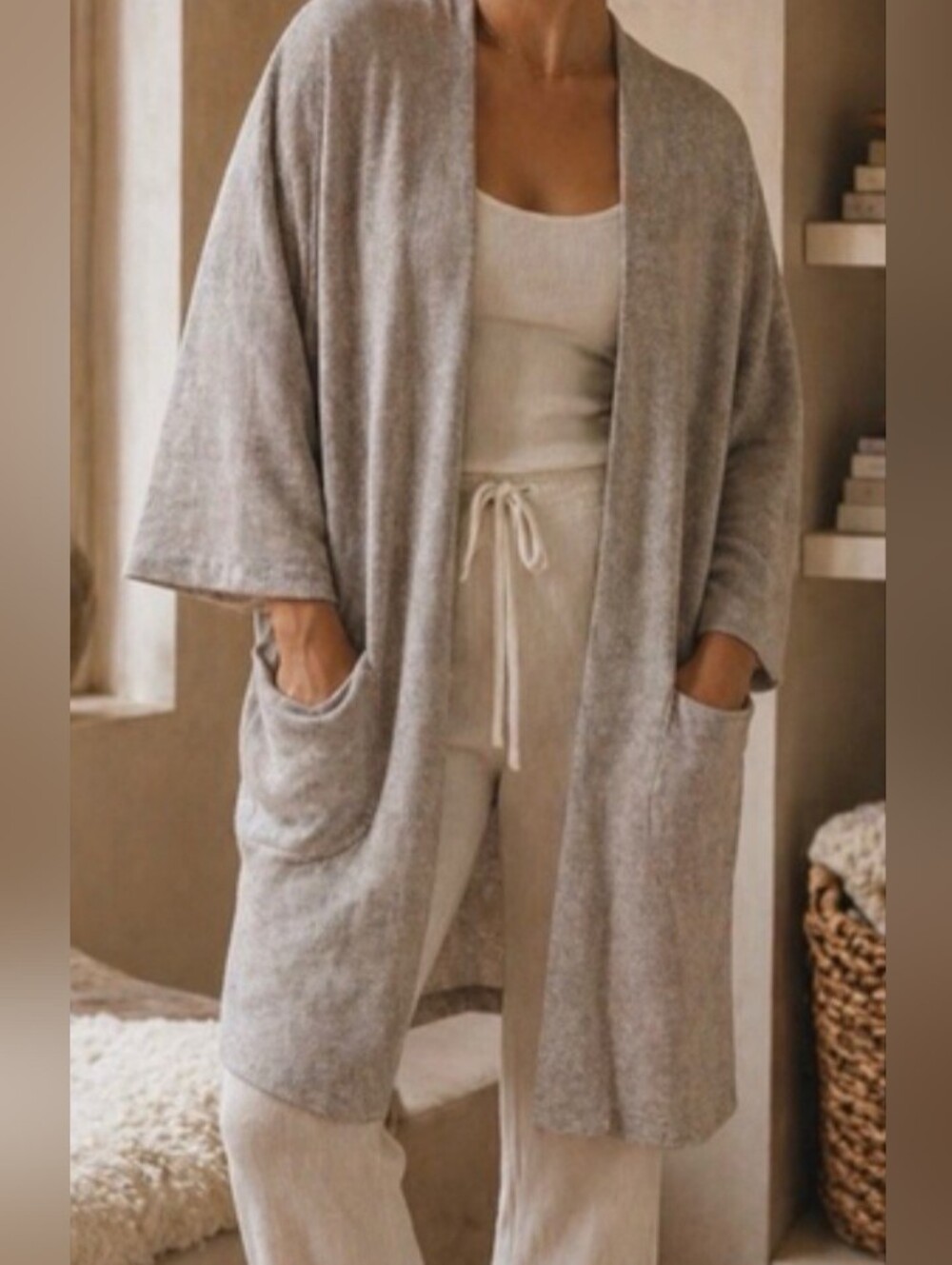 DONNI. Open Gray Cardigan OS EUC